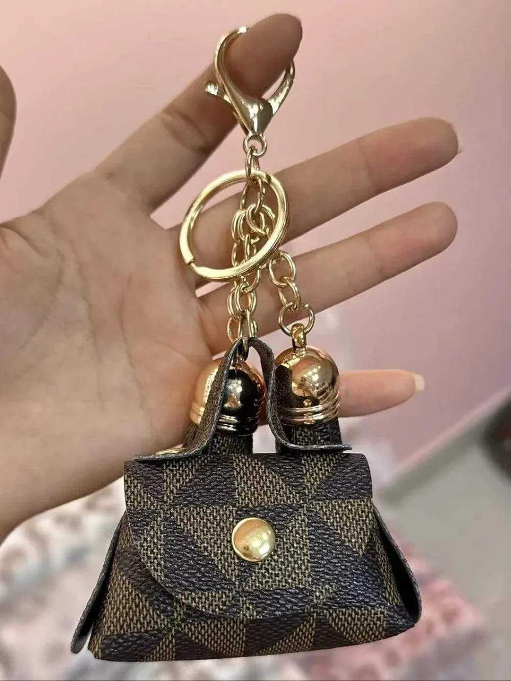 Mini Monogram Satchel Keychain in Light Lavender